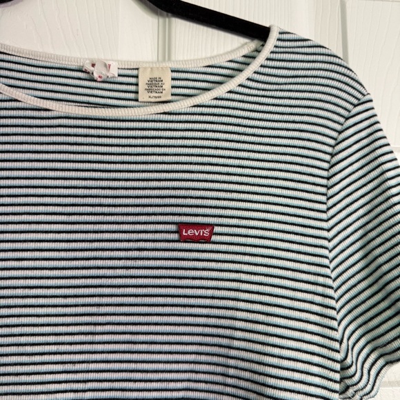 Women’s Levi’s Perfect Kadlong Striped Short Sleeve Cotton Tee, Size XL - Picture 6 of 8